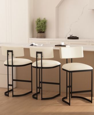 Juno 38.2" Faux Leather Upholstered Counter Stool
