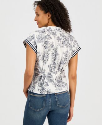 Women's Cotton Toile Button-Front Blouse