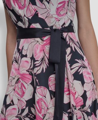 Petite Color-Block Faux Wrap Dress