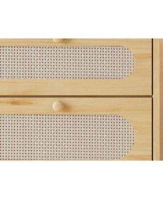 Rattan Drawer Dresser, 3 Wood Drawers Storage Cabinet Dresser for Bedroom, Living Room,Hallway,Bedside,Dining Room,Corridor,Bathroom