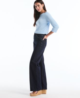 Petite Button Detail Boat Neck Top