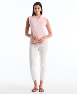 Petite Ruffle Sleeveless Polo Shirt