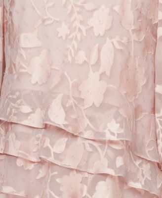 Women's Burnout Asymmetrical Triple Tier Hem Boat Neck Top