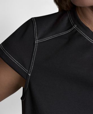 Women's City Ponte Knit Cap-Sleeve Crew Neck Top