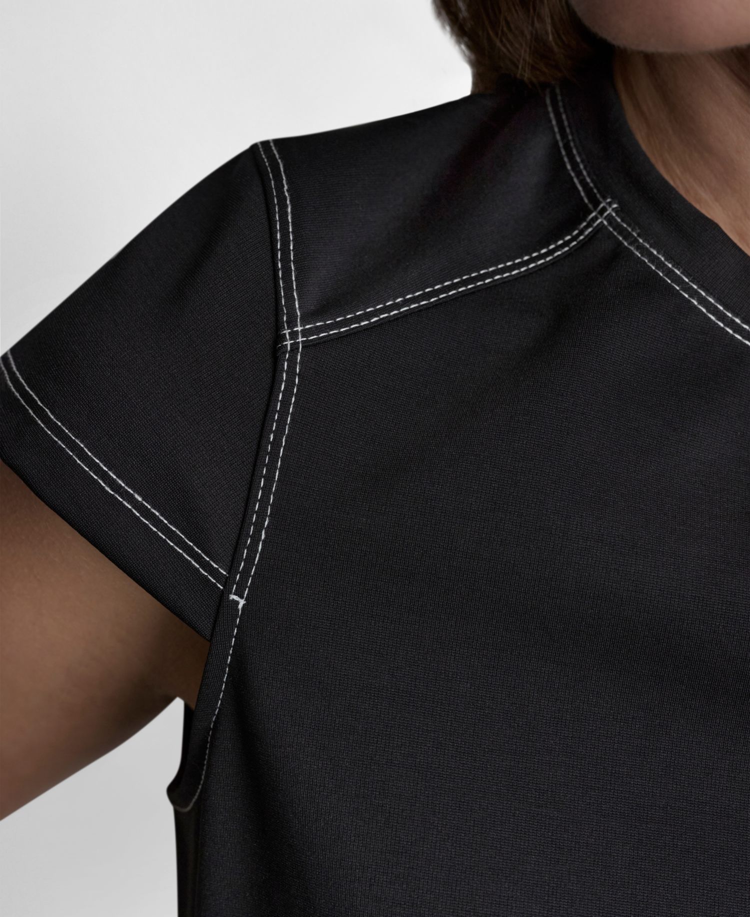 Women's City Ponte Knit Cap-Sleeve Crew Neck Top