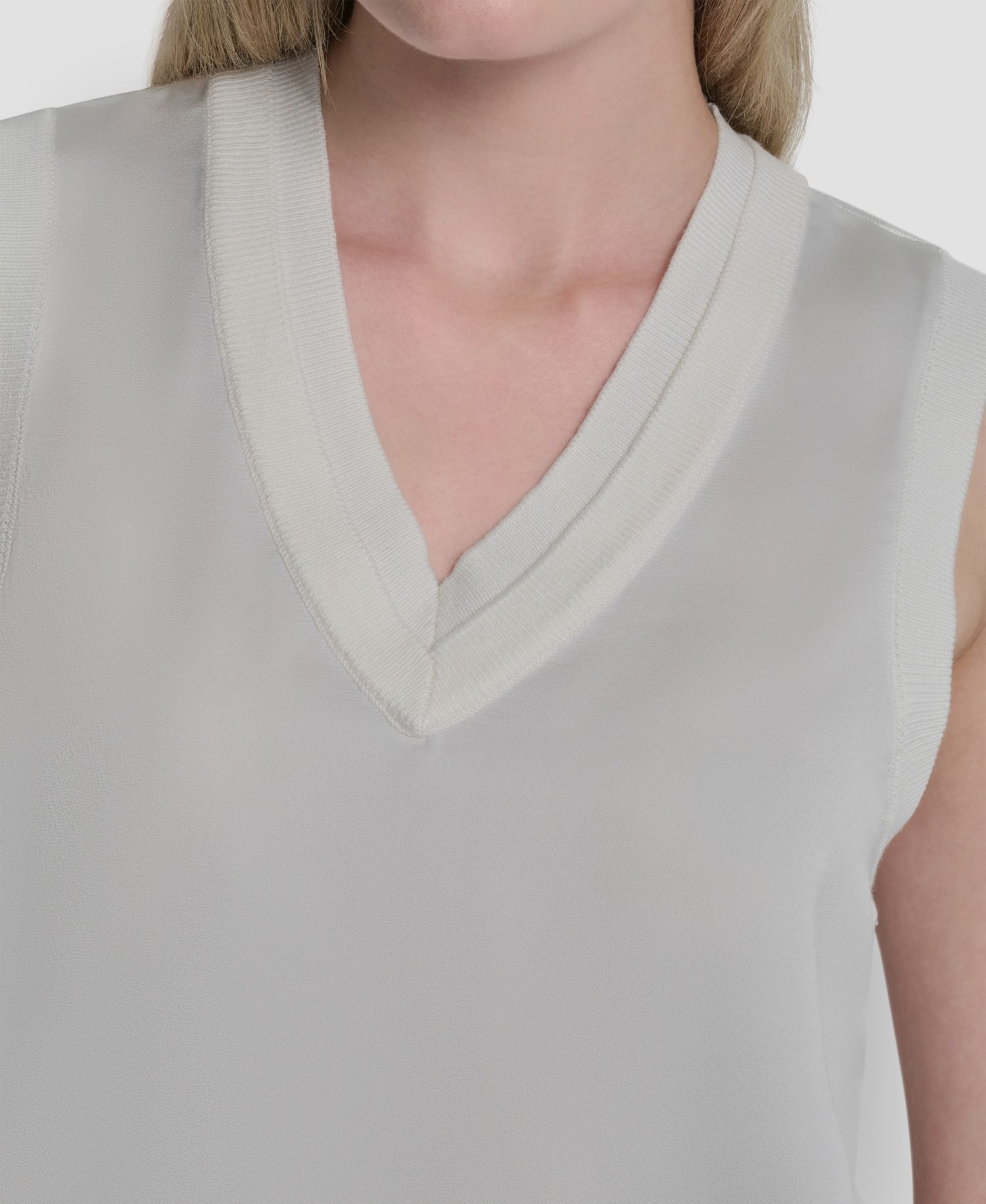 Women's Mixed Media V-Neck Sweater