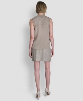 Women's Mixed Media V-Neck Sleeveless Sweater