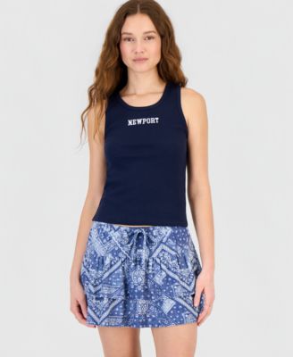 Juniors' Embroidered Ribbed Tank