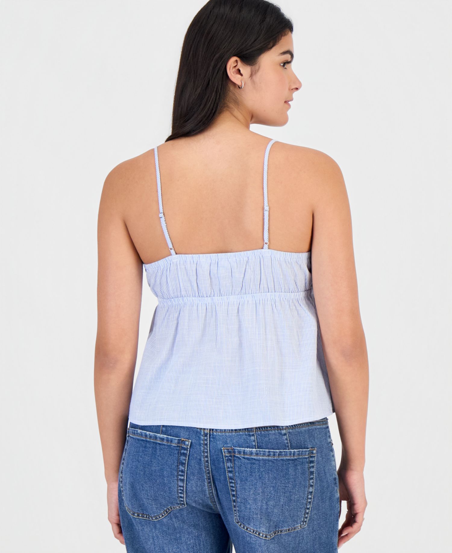 Juniors' Striped Cotton Sleeveless Top