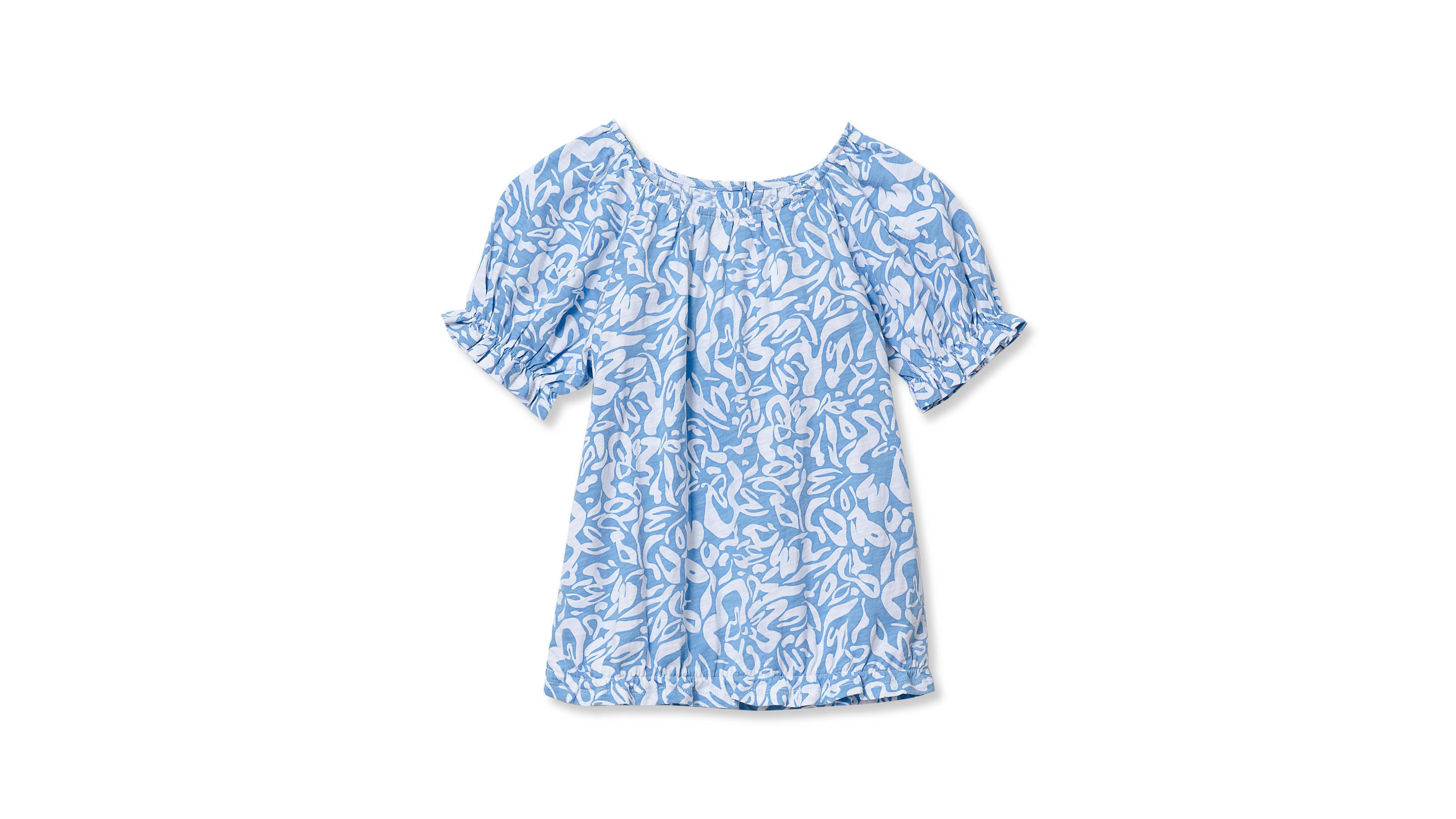 Lands' End Girls Shirred Puff Blouse