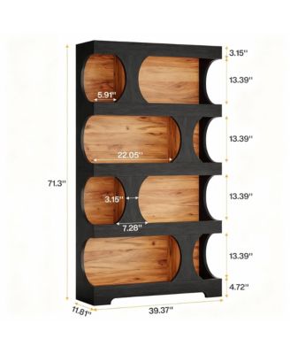 4-Shelf Asymmetrical Bookcase with Classic Design for Home Office