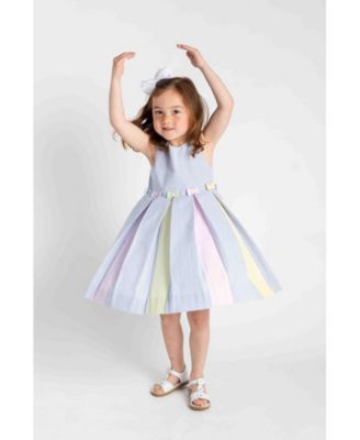 Big Girls Multicolor Seersucker Pleated Dress