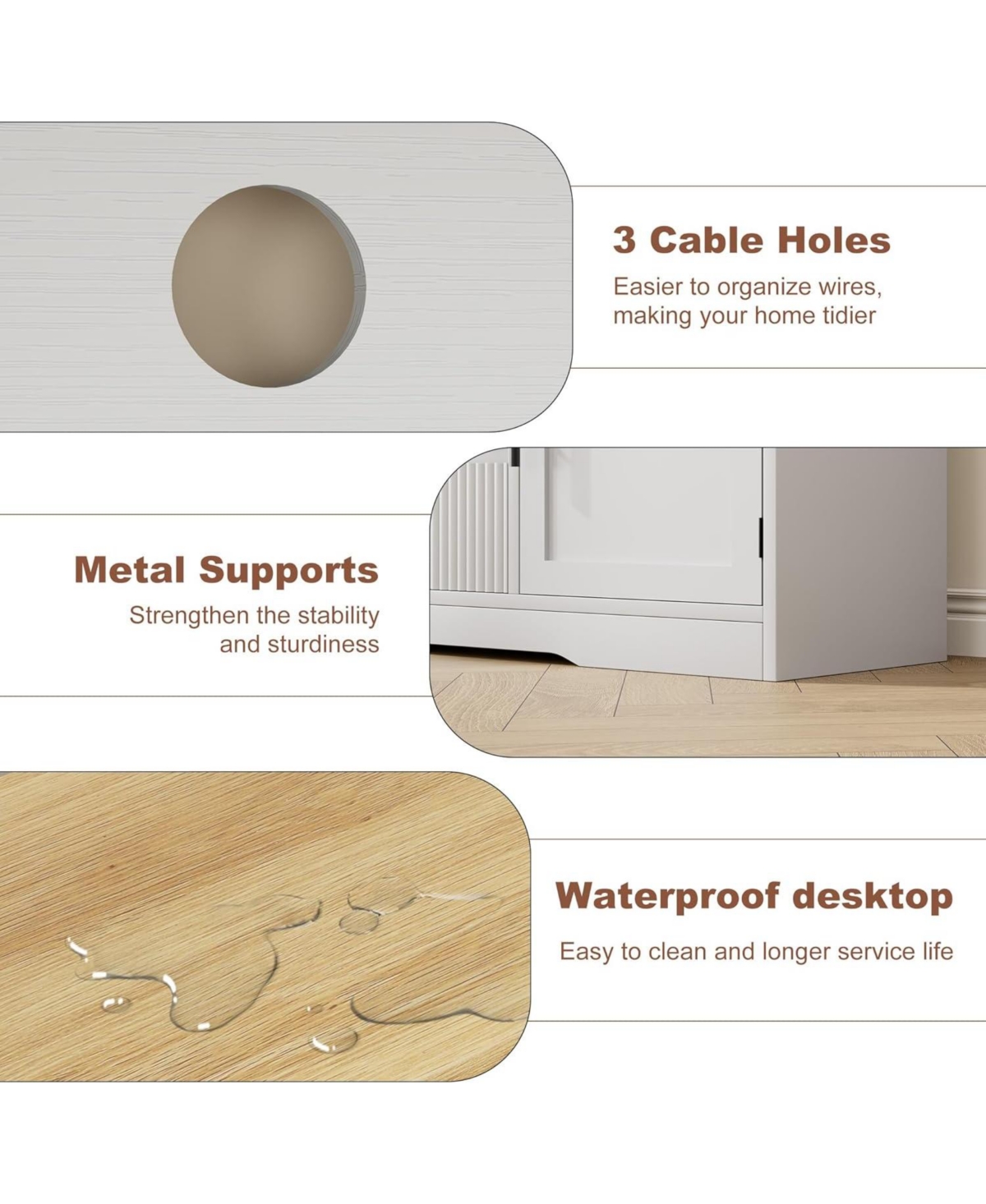 Gaomon 72" Farmhouse Tv Stand with Wave Pattern Glass Door Cabinets & Open Storage Media Console