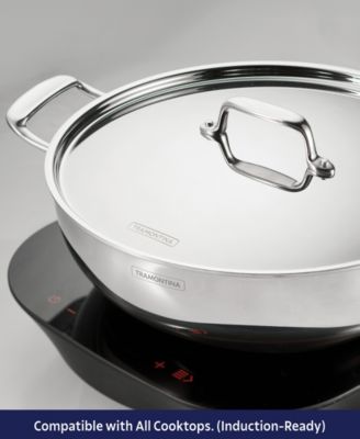 Utsava Tri-Ply Clad Stainless Steel 6-Quart Covered Kadai