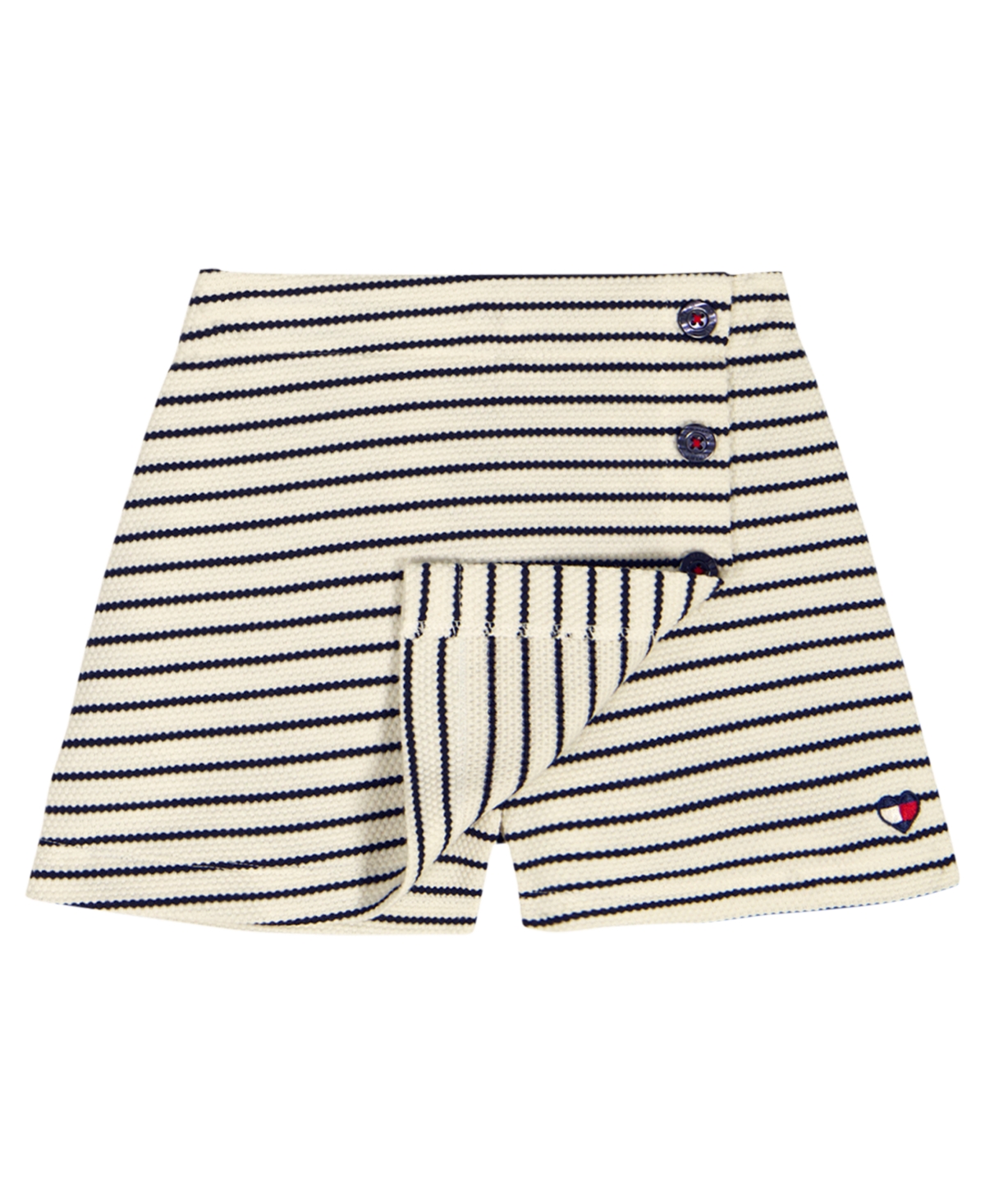 Tommy Hilfiger Girls' Toddler 2T-4T Popcorn Pique Striped Top & Wrap Skort, 2-Piece Set