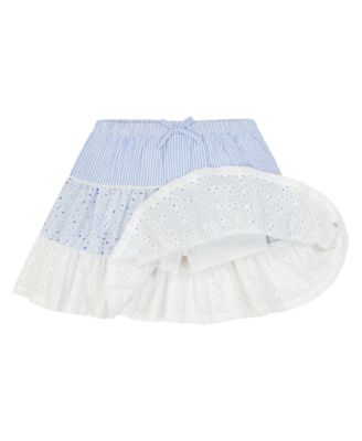 Girls' 4-6X Ribbed T-Shirt & Seersucker Eyelet Skort, 2-Piece Set