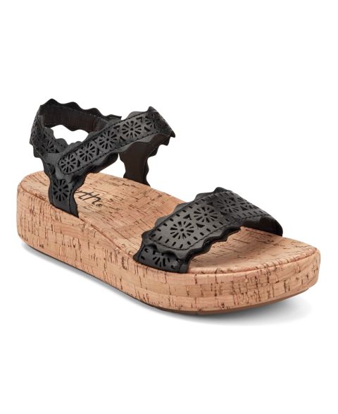 Женские сандалии Earth Slatal Leather Platform Footbed, цвет: Чёрный кожаный