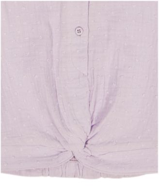 Girls' 7-16 Front Knotted Collar Neck Shirt