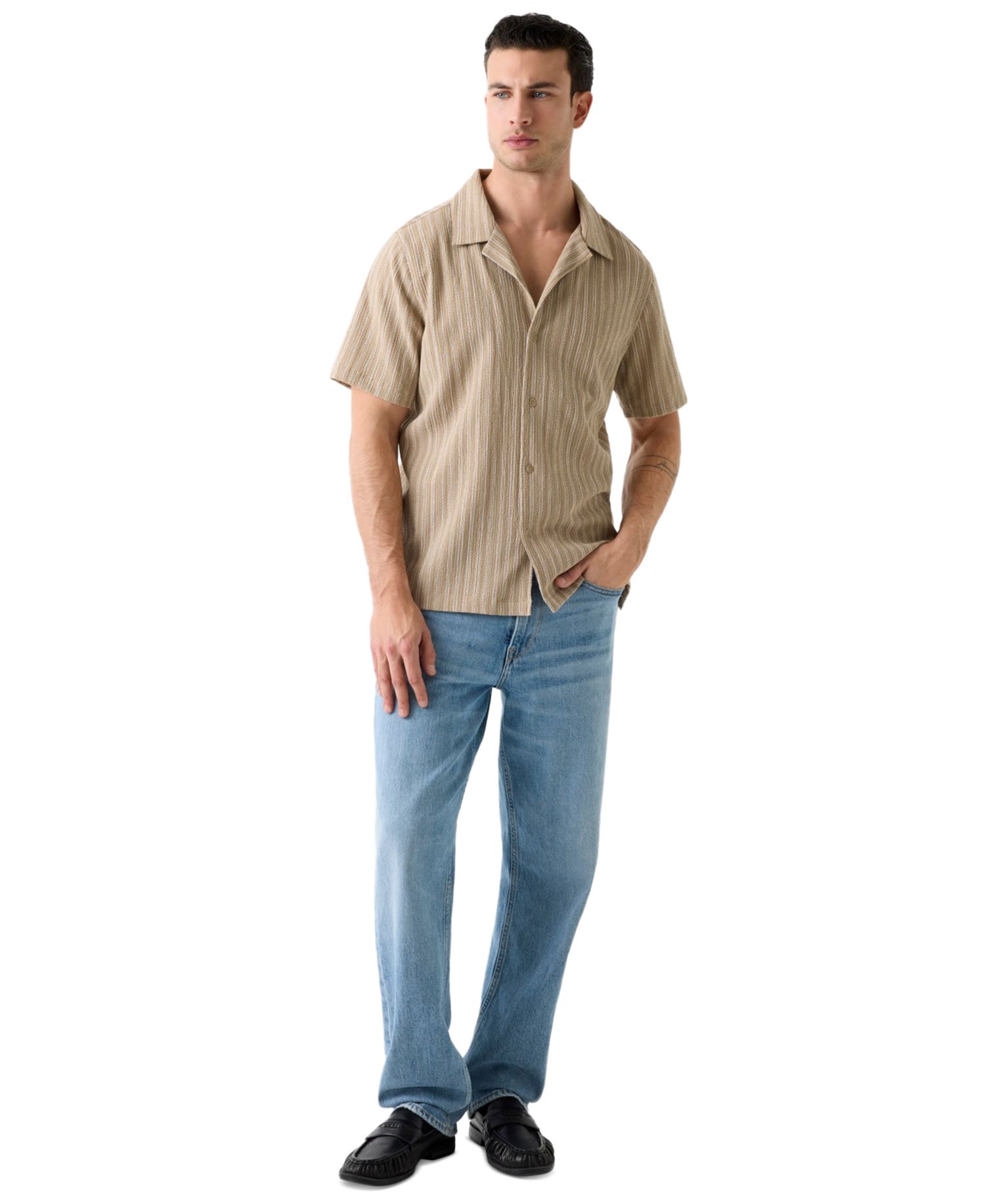 Men's Resort Blend Textured Woven Short-Sleeve Shirt