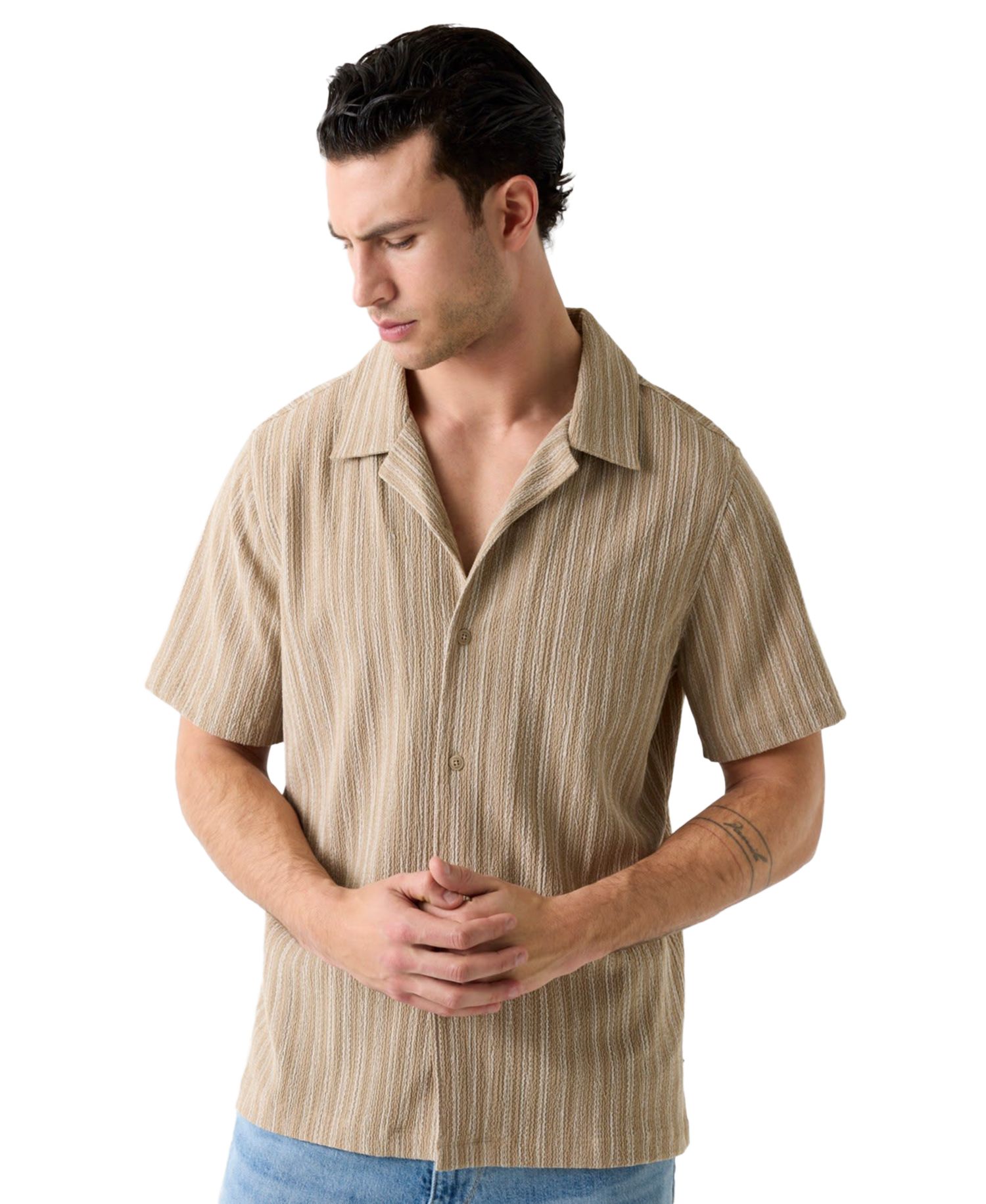 Men's Resort Blend Textured Woven Short-Sleeve Shirt