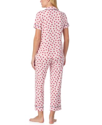 Sleepwear Short-Sleeve Modal Jersey Notch Collar Cropped PJ Set