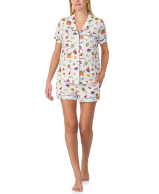 Sleepwear Short-Sleeve Modal Jersey Notch Collar Boxer PJ Set