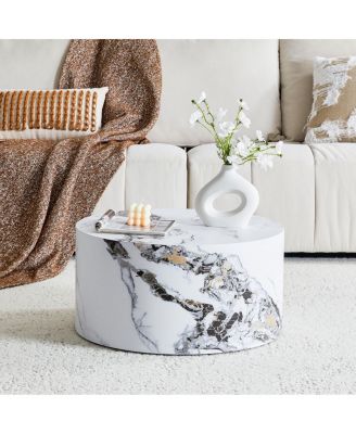 Simple Marble Texture Round MDF Coffee Table (23.6" x 11.8)