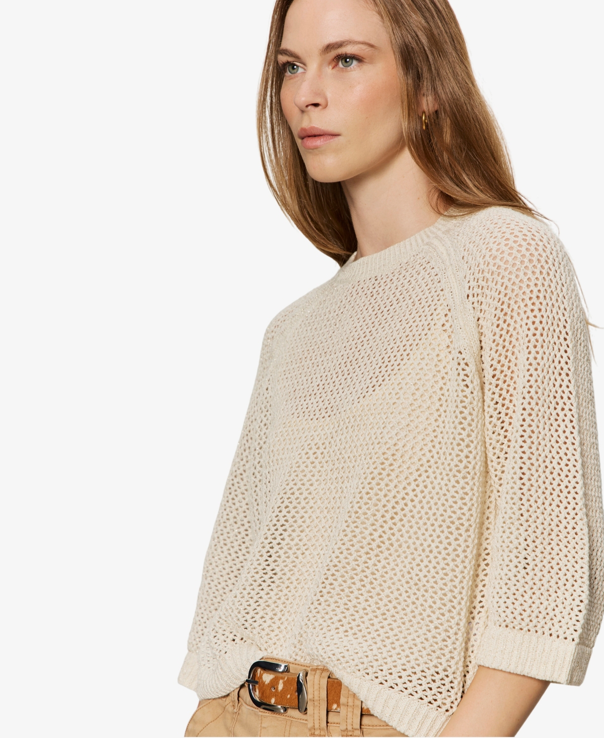 Sanctuary Petite Metallic Crewneck Sweater T-Shirt