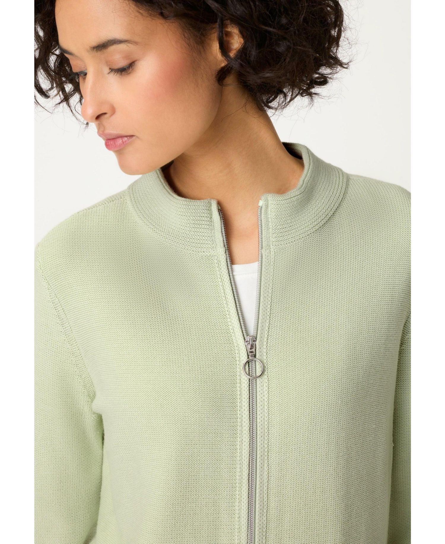 Women's Zip Front Mock Neck Cardigan