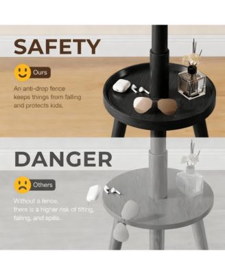 Solid Wood Standing Coat Rack with 8 Hooks & Shelf