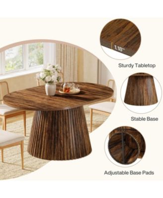 59" Oval Wooden Dining Table with Heavy Pedestal