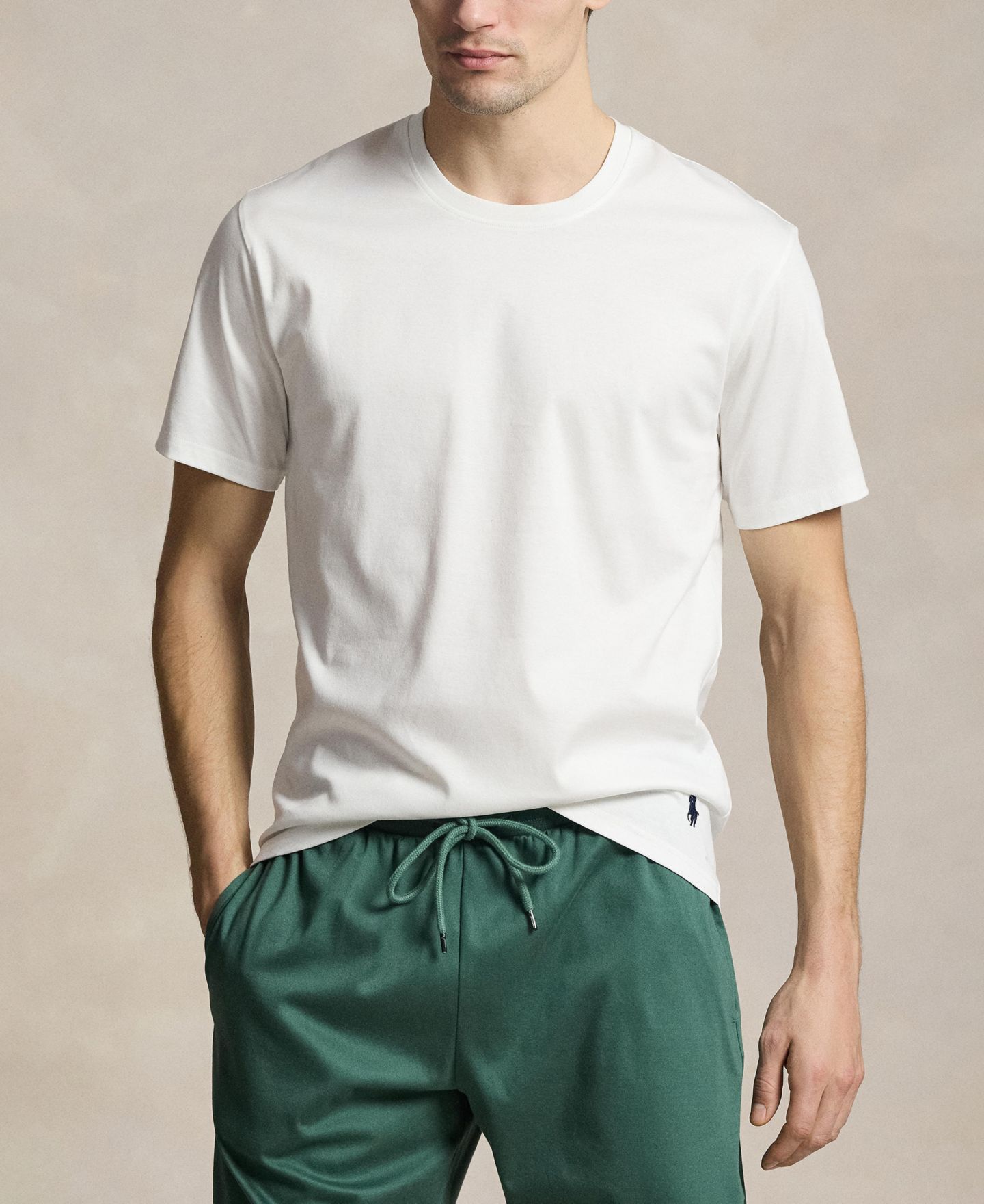 Футболки для мужчин, короткий рукав — Polo Ralph Lauren, цвет: Белый / Тёмно-синий — фото 1