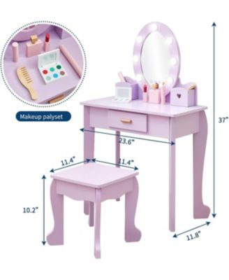 Toddler Lighted Vanity & Stool Set, Perfect Gift Makeup Pretend Play Table