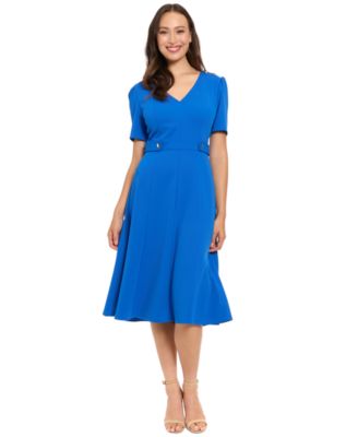 Women's V-Neck Side Tab Midi Dress
