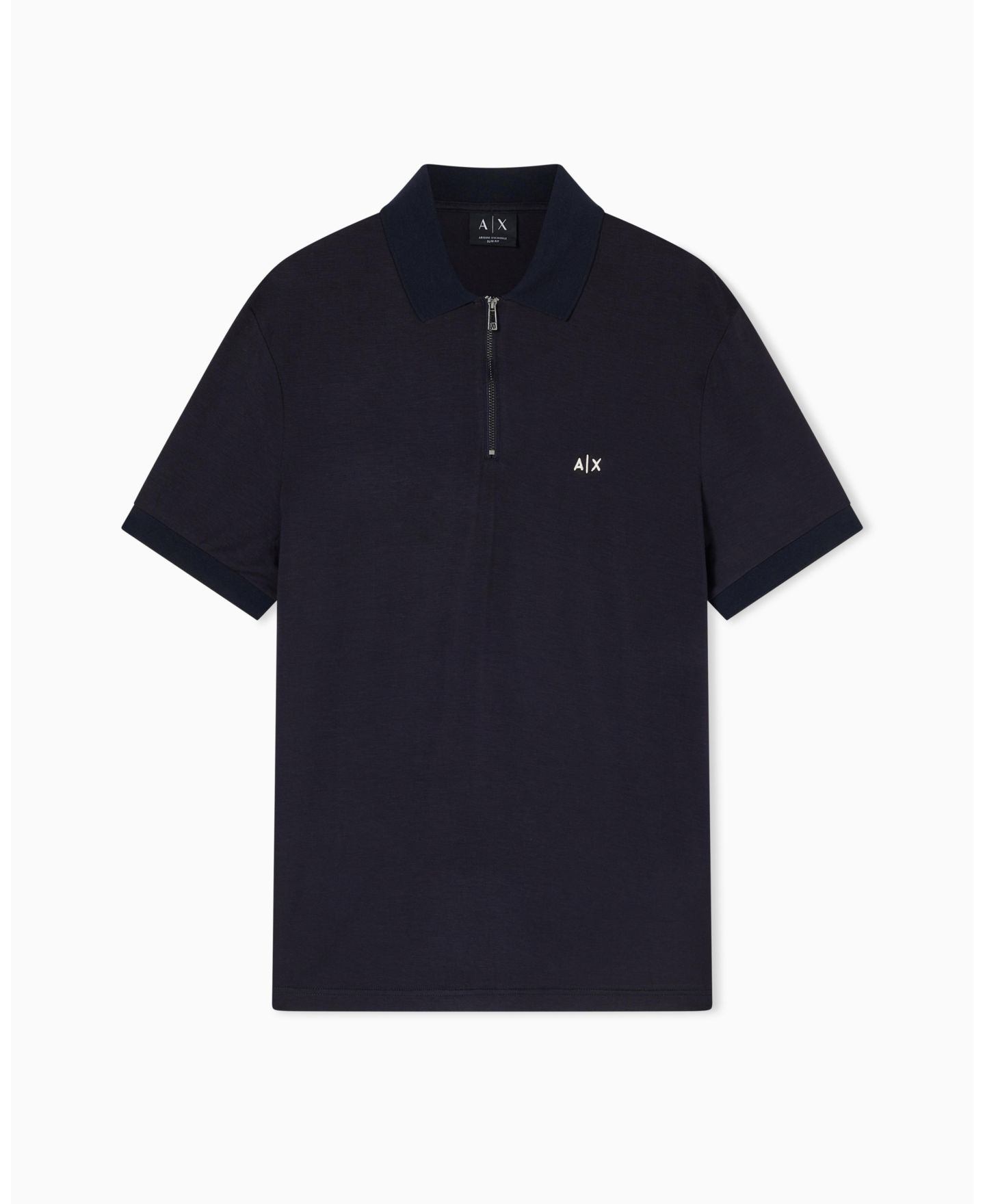 Мужское поло A|X Armani Exchange Short Sleeve Zipper Polo Shirt, цвет: Глубокий тёмно-синий — фото 5