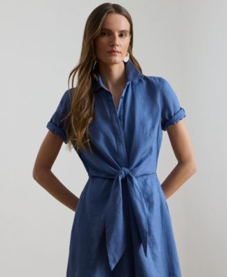 Petite Wakana Tie-Front Shirt Dress