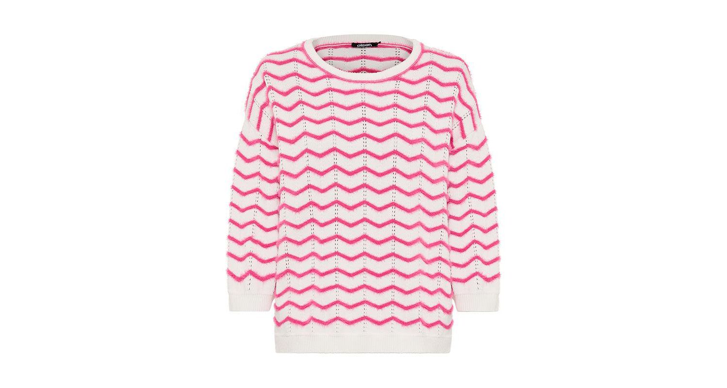 Women's Chevron Eyelash Knit Sweater