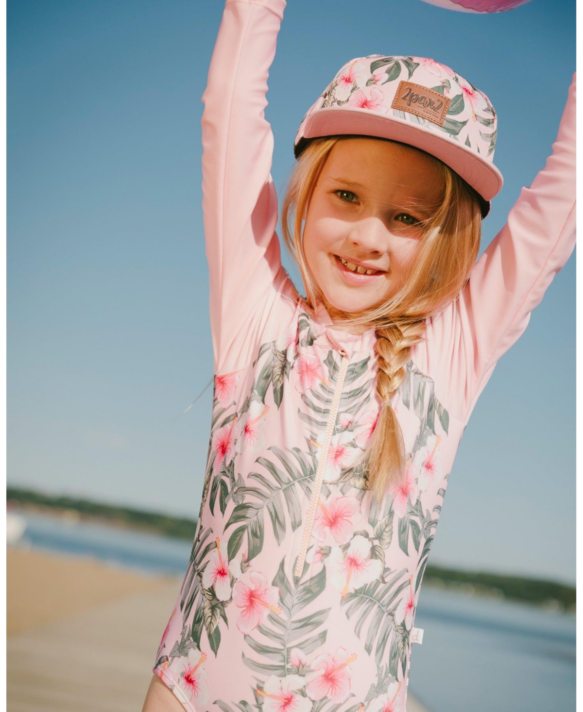Deux par Deux Baby Girls Cap Hibiscus Print