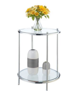 Royal Crest 2 Tier Round Glass End Table with Shelf