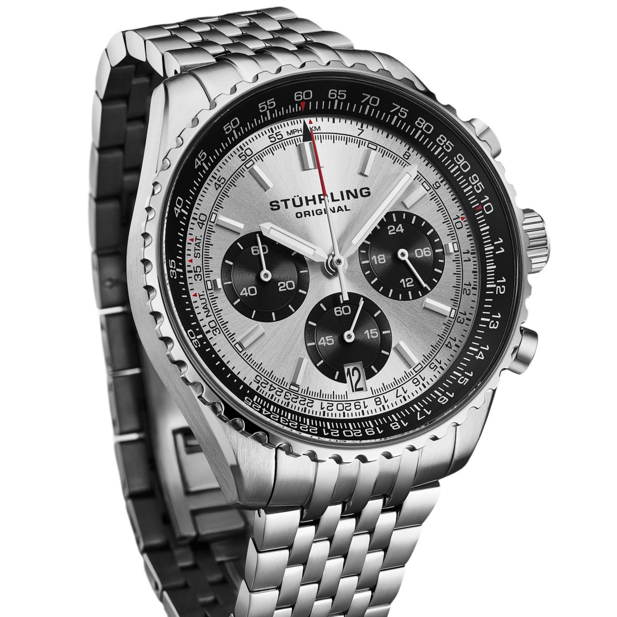 Мужские часы Stuhrling 1010B кварцевый хронограф 42мм сталь — фото 4