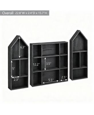 3-Piece Adjustable Display Shelf for Collectibles,17 Compartments for Collectibles