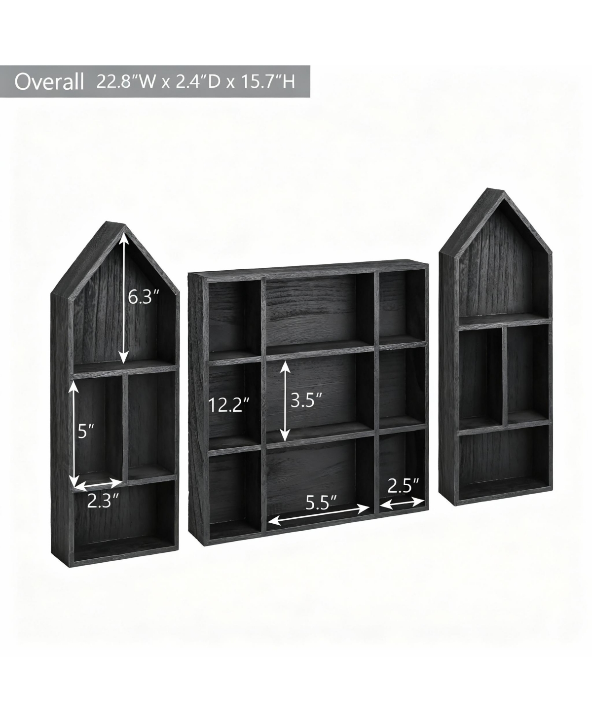 Yigii 3-Piece Adjustable Display Shelf for Collectibles,17 Compartments Collectibles