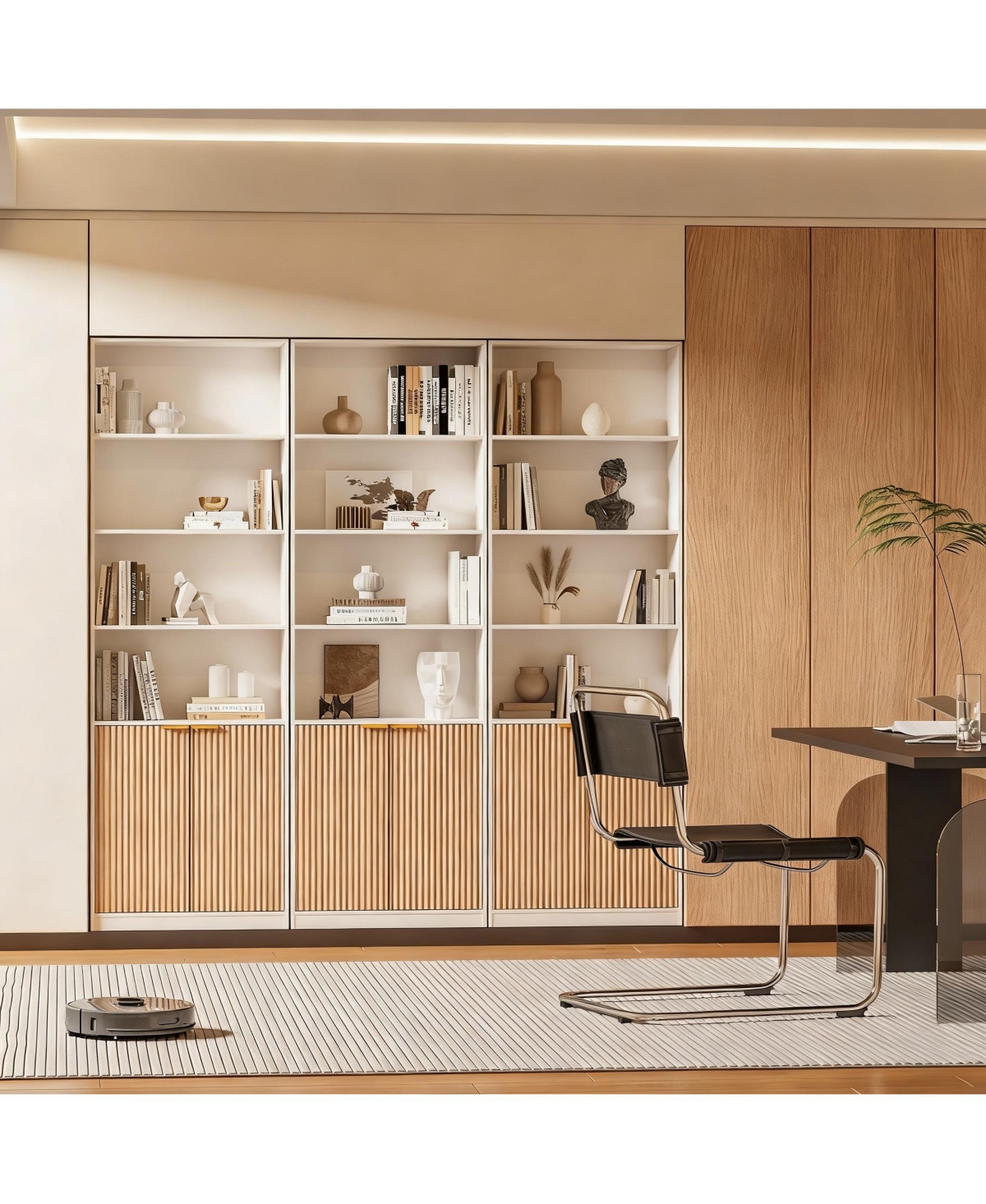 Yigii 72" Tall Bookshelf with 6 Shelves & Cabinets for Home Decor