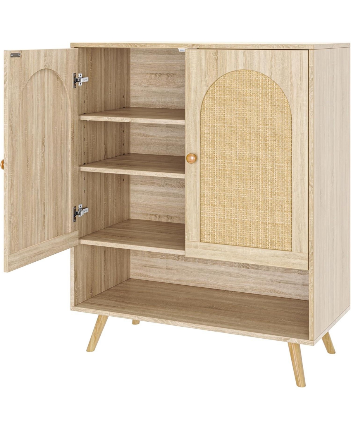 Gaomon 2 Pcs Rattan Shoe Cabinet, 4 Tier Entryway Shoe Storage Organizer with Doors and Adjustable Shelves