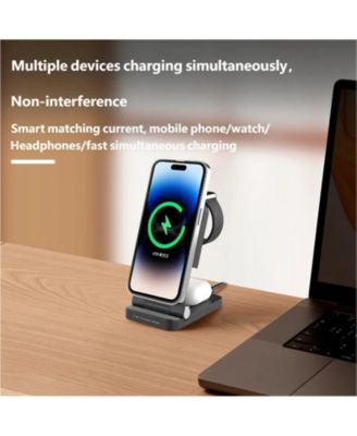 3-in-1 Magnetic Wireless Charger with Charging Port - Folding Desktop Charger for Apple, MagSafe Wireless Charging