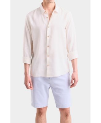 Men's Men Long-Sleeve Linen Shirt Semi-Fitted Silhouette