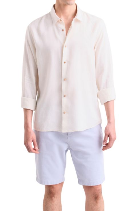 Мужская рубашка Velez Long-Sleeve Linen With Semi-Fitted Silhouette, цвет: Бежевый