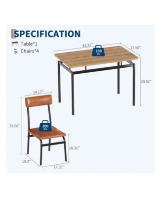  Kitchen Table 5 Piece Dining Table Set For 4 Kitchen Table And Chairs Set for Dining Room, Home Office, Living Room