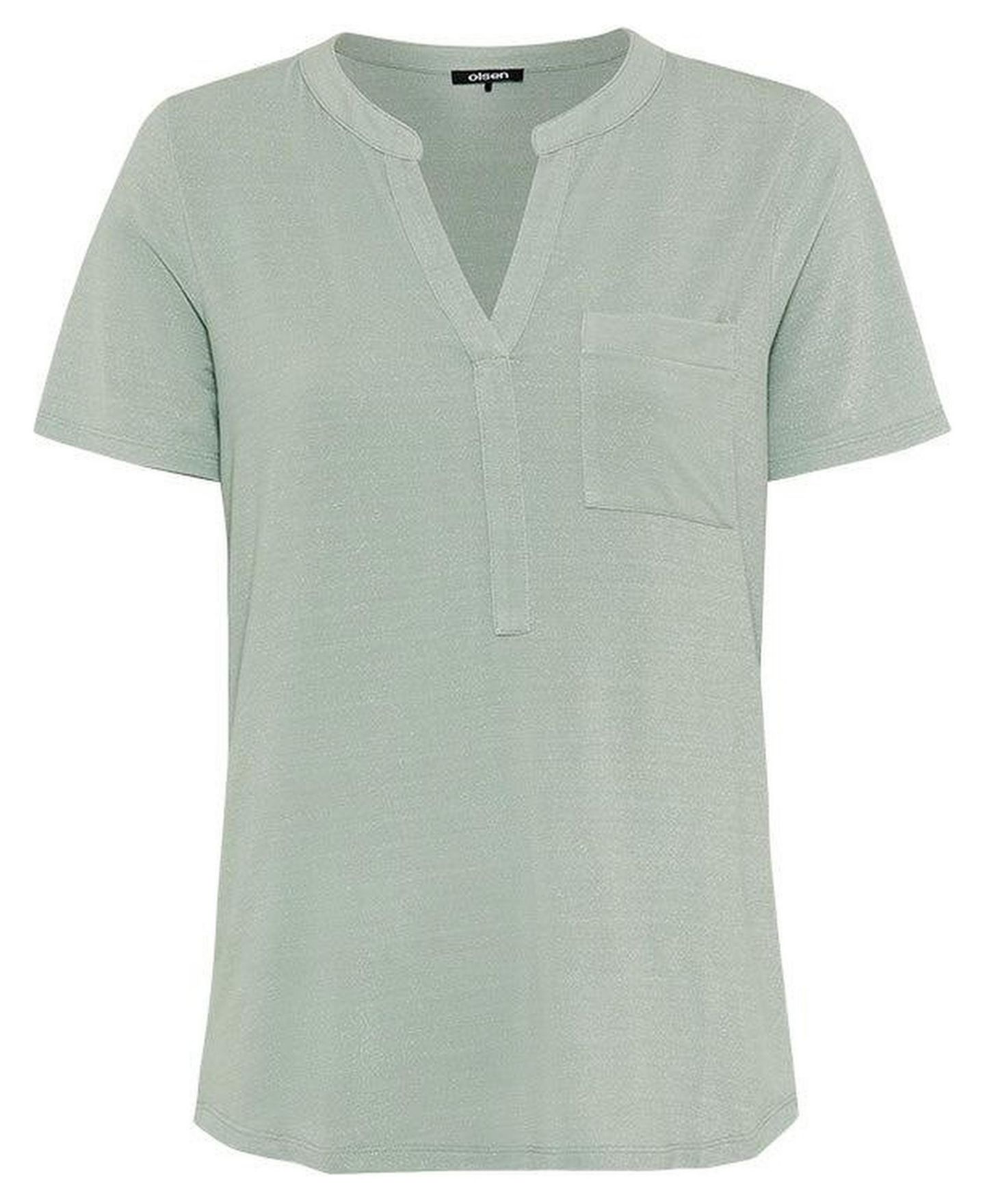 Женская футболка Olsen Shimmer Split Neck, цвет: Зелёный — фото 2