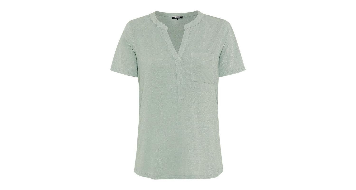 Women's Shimmer Split Neck T-Shirt